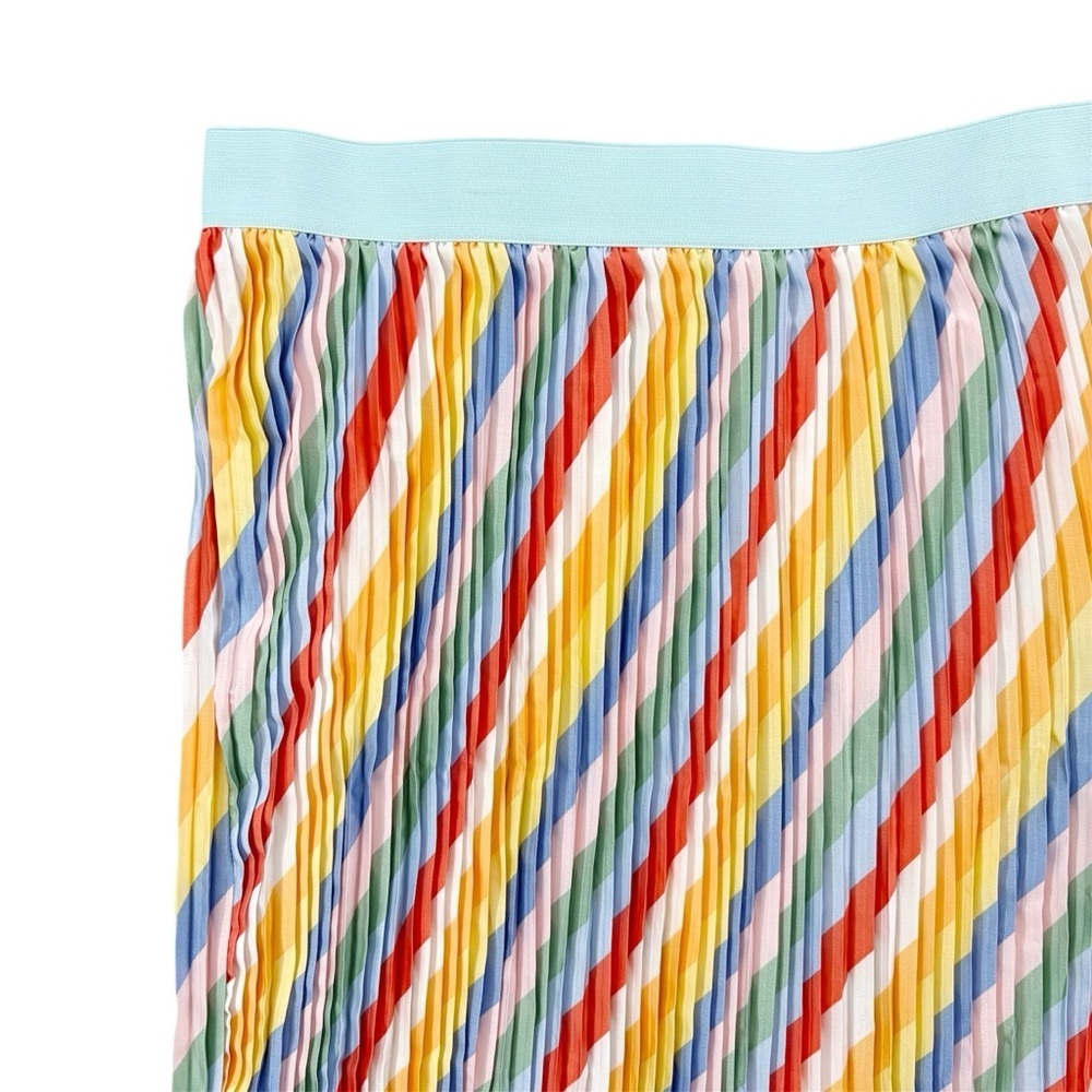 LuLaRoe Lola Rainbow Colorful Striped Pleated Skirt 2XL